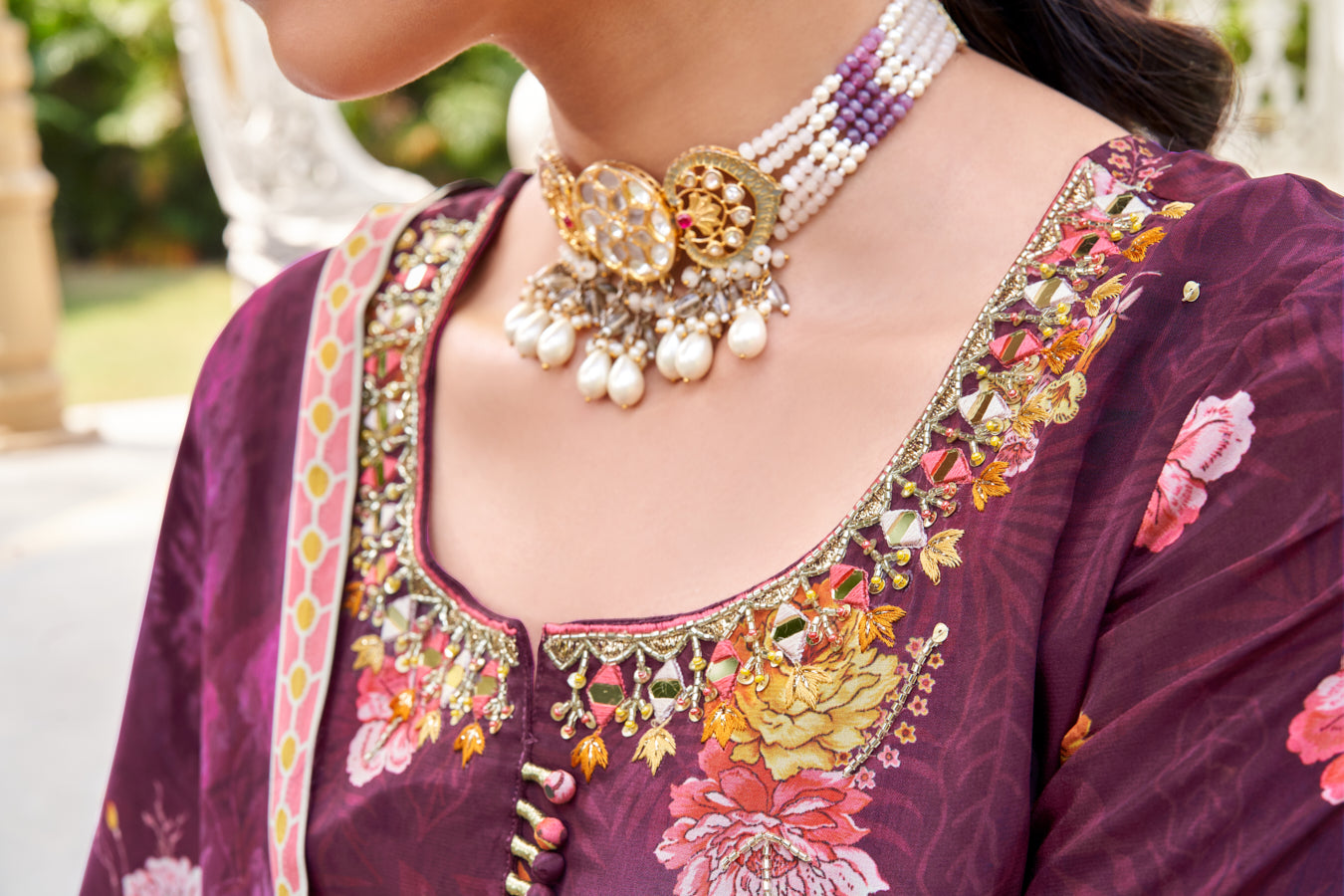 Purple Majesty 3 pcs pure viscose crape silk digital print Anarkali ,beautiful Real cut dana ,real mirror handwork