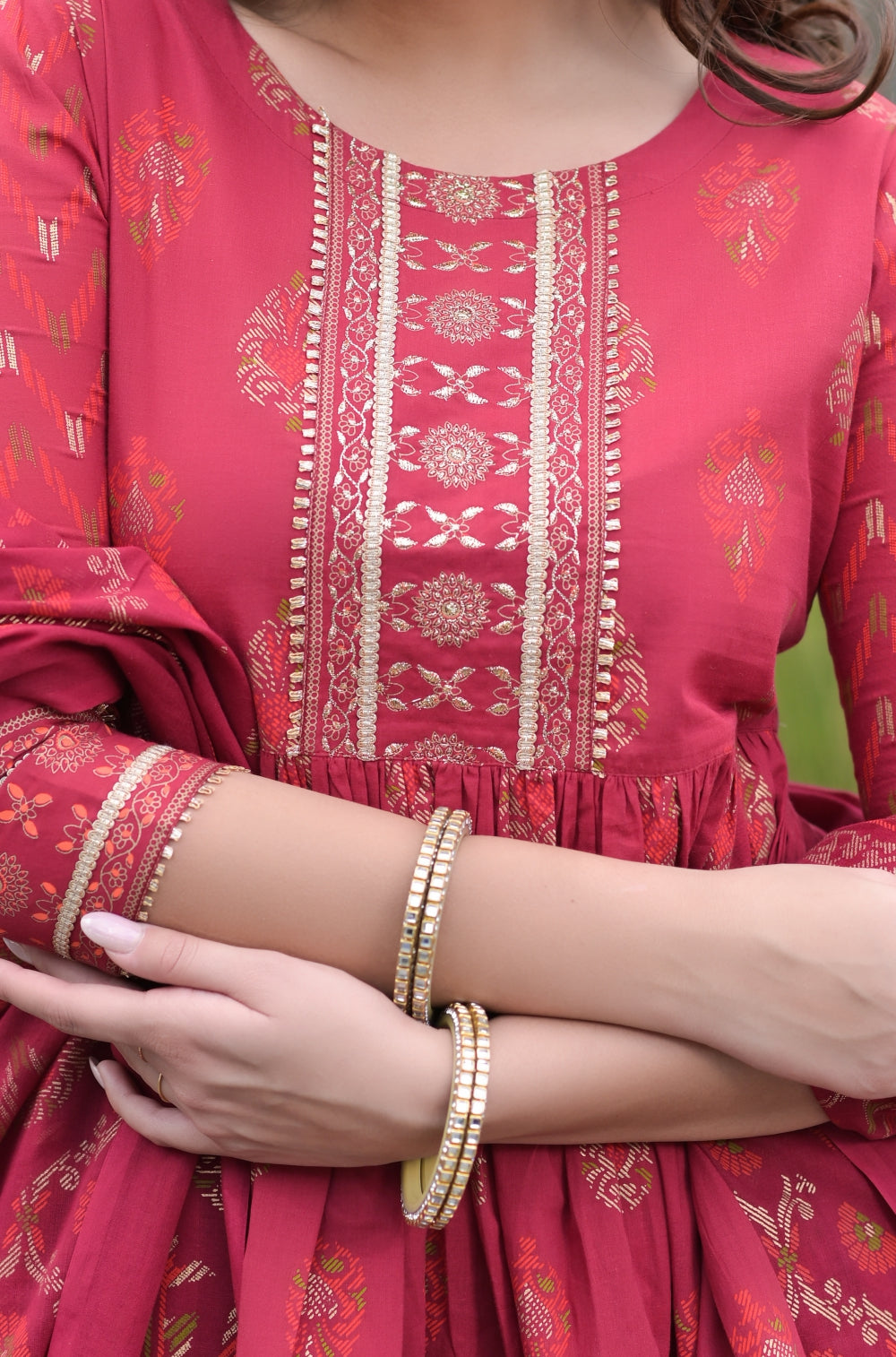 The Cambric & Mulmul Sharara 3-piece Set with Printed Elegance