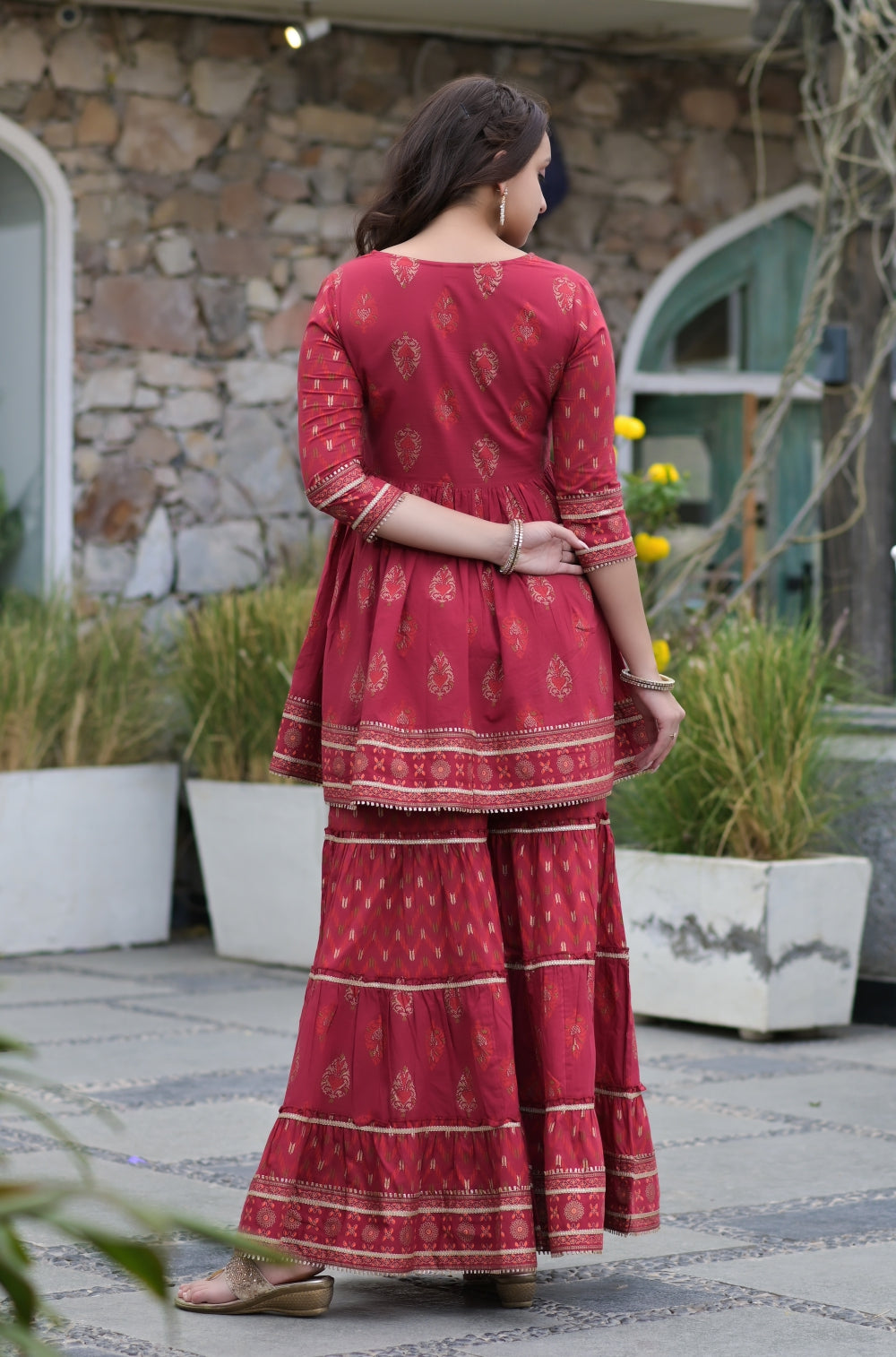 The Cambric & Mulmul Sharara 3-piece Set with Printed Elegance